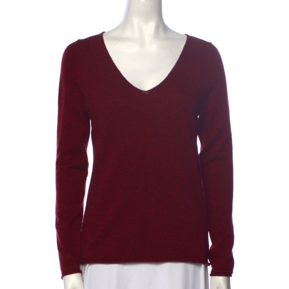 Zadig & Voltaire Deep Red / Burgundy V-Neck Sweater, Sz S